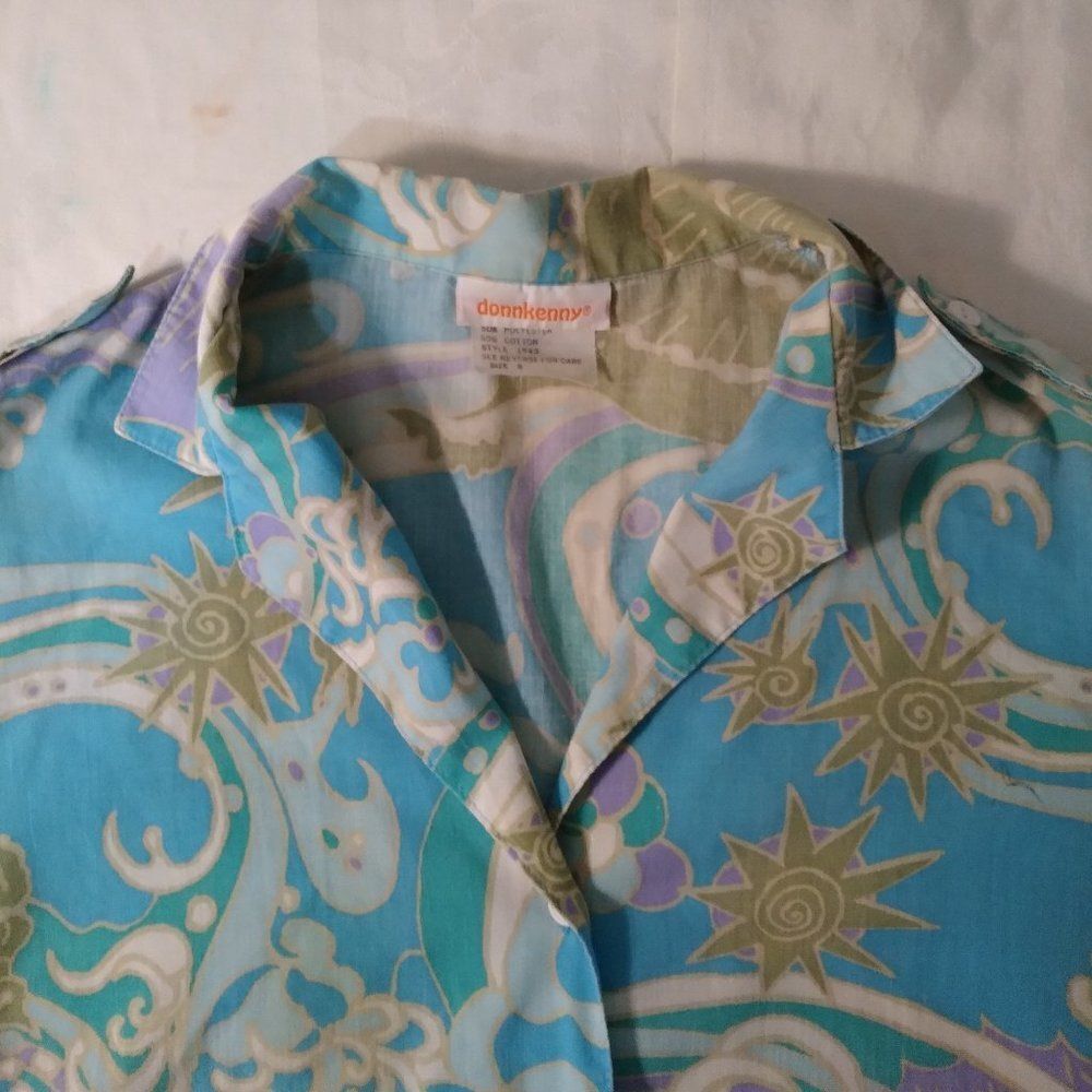 Vintage Donnkenny Pastel Seashell Hawaiian Shirt